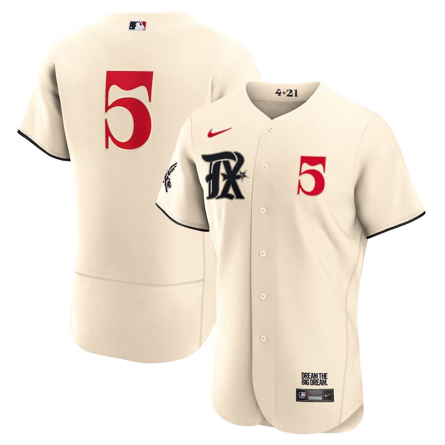 Men Texas Rangers #5 Corey Seager Nike Cream 2023 City Connect Authentic Player MLB Jersey->->MLB Jersey